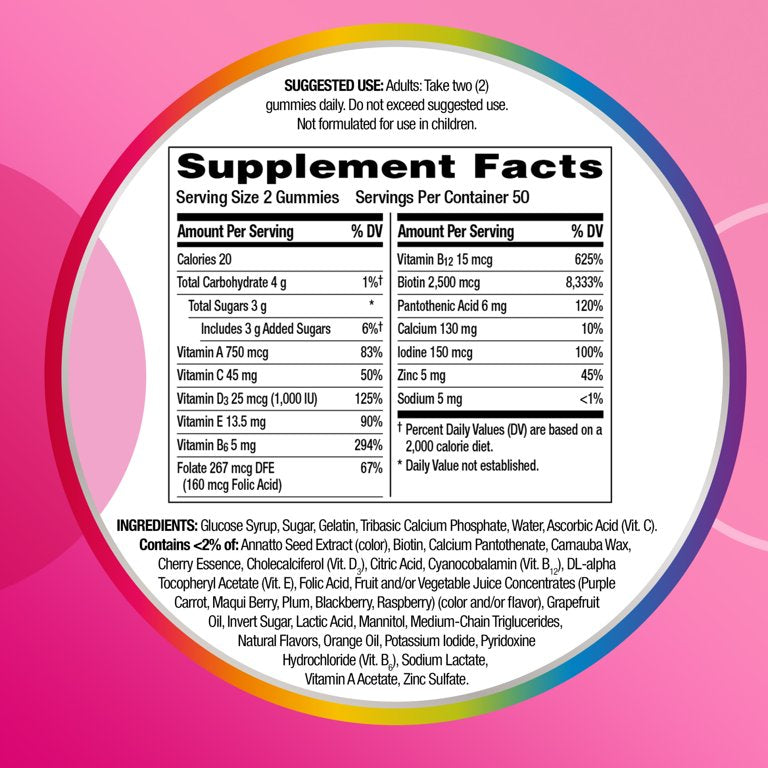 Centrum Multi Plus Beauty Women's Multivitamin Gummies, Fruit Flavors, 100 Ct