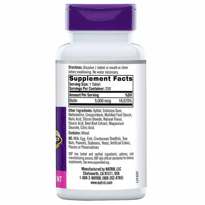 Natrol BIOTIN 5000mcg, 250 Fast Dissolve Tablets