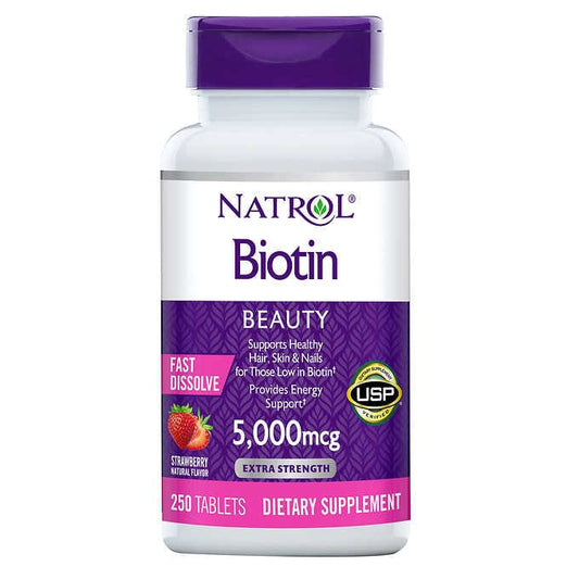 Natrol BIOTIN 5000mcg, 250 Fast Dissolve Tablets